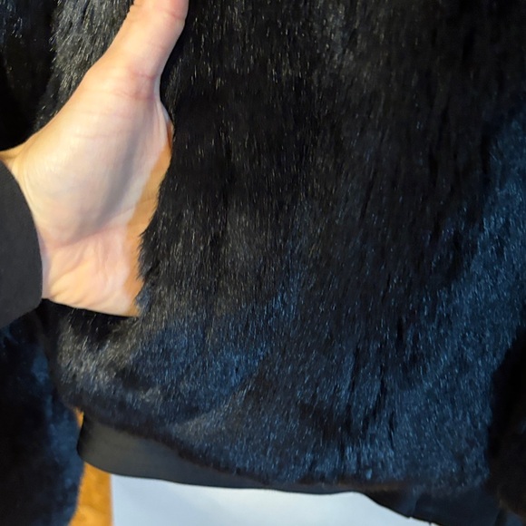 J Brand Black Faux Fur Bomber Jacket - Picture 3 of 16